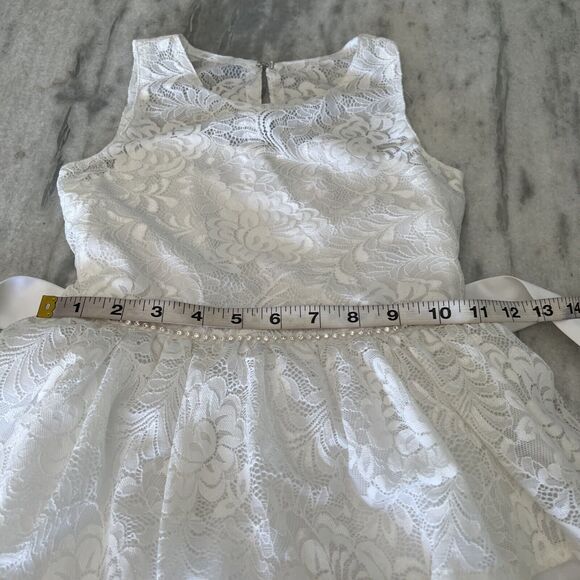 Sugar Plum WHITE COMMUNION,FLOWER GIRL Easter Dress Satin Lace Tulle Size 8 - Picture 8 of 13